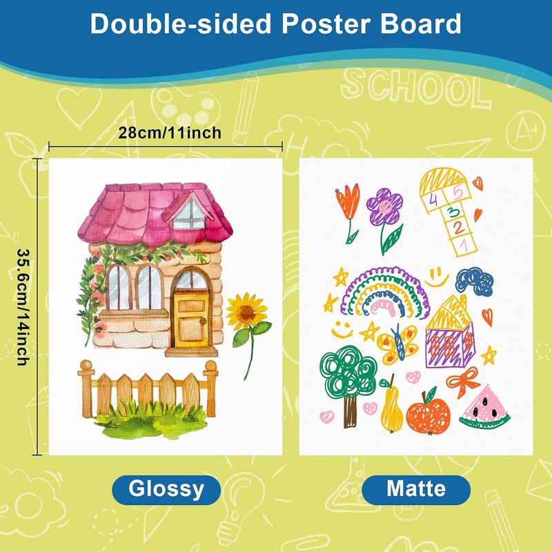 rookea 18 Pcs 11" x 14" Poster Board White Poster Paper Boards Bulk, 250GSM Thickness Vision Board Smart Poster Board for School Arts Craft Projects Presentations Drawing Scrapbooking Graphic Display - Image 2